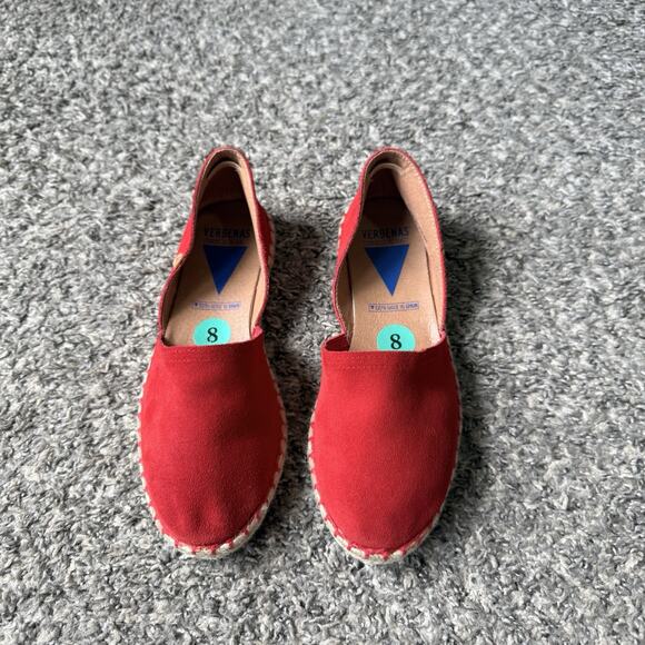 Verbenas Shoes - Verbenas Carmen Red Leather Suede Espadrilles Flats Shoes Women’s US 8
